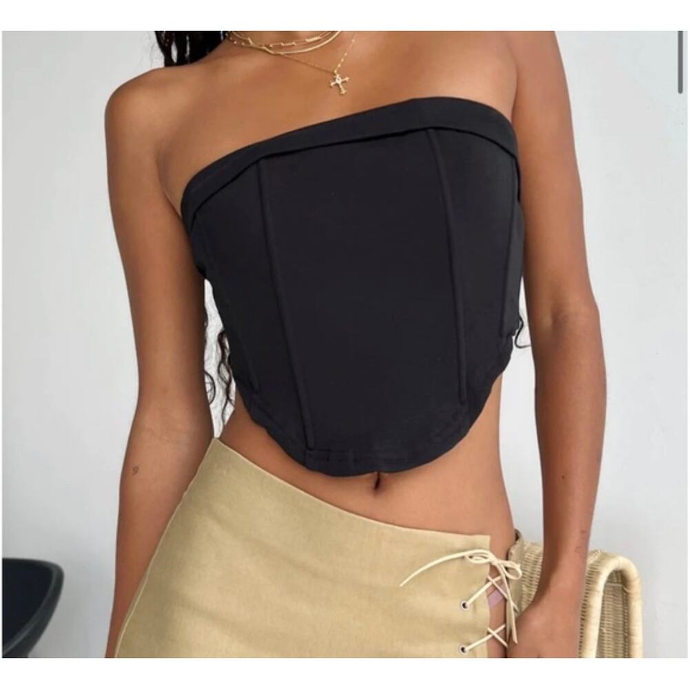 Princess Polly Black Strapless Corset Top Boned Tube Bustier S 4